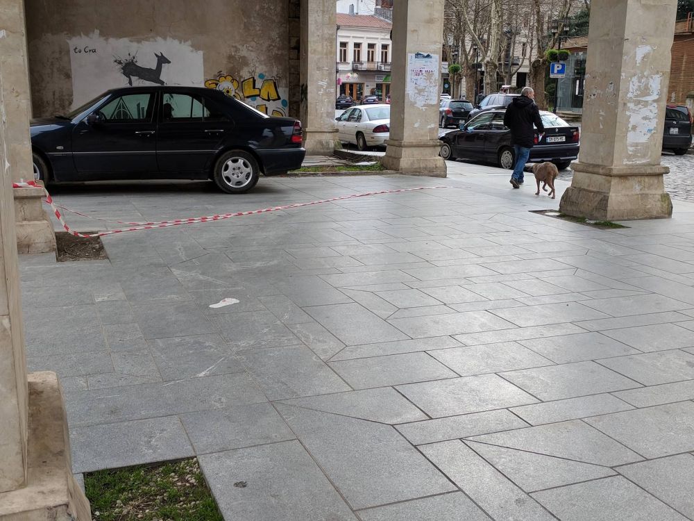პოლიციის ლენტის ამარა დარჩენილი უსაფრთხოება ცისფერყანწელების ქუჩაზე