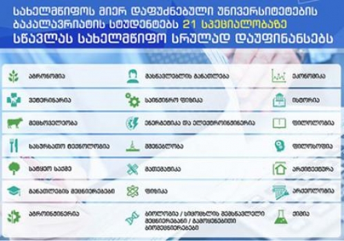 წერეთლის უნივერსიტეტში უფასო მიმართულებით 970 ადგილია